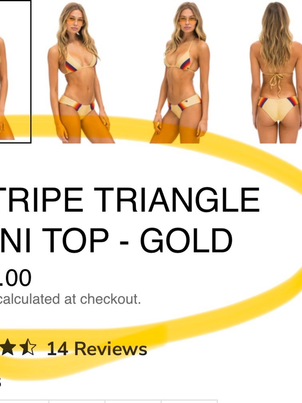 Aviator Nation Gold Triangle Bikini top.  XL - Picture 3 of 5